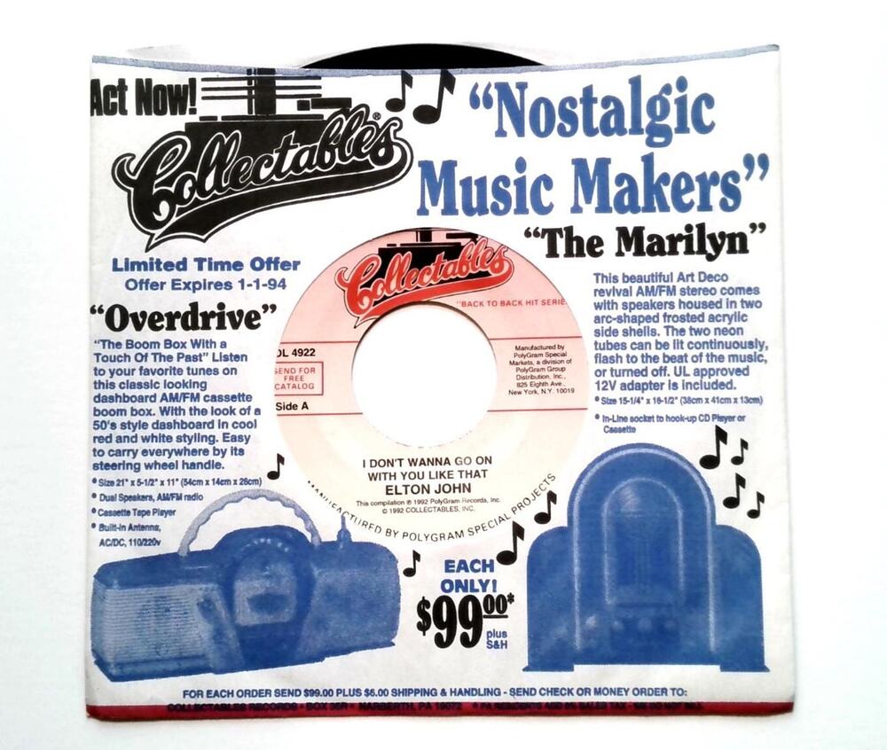 Elton John – I Don’t Wanna Go On With You Like That / Nobody Wins 45 Collectable